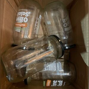 🍀$12bundle Crafts Lot Of 4 Clear Glass ~ 32oz. Clean Lidded tall jars